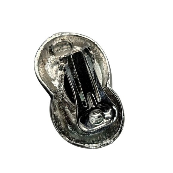 Craft Faux Onyx Clip On Earrings Cats Eye Style Highly Collectible Brand Vintage - Picture 13 of 15